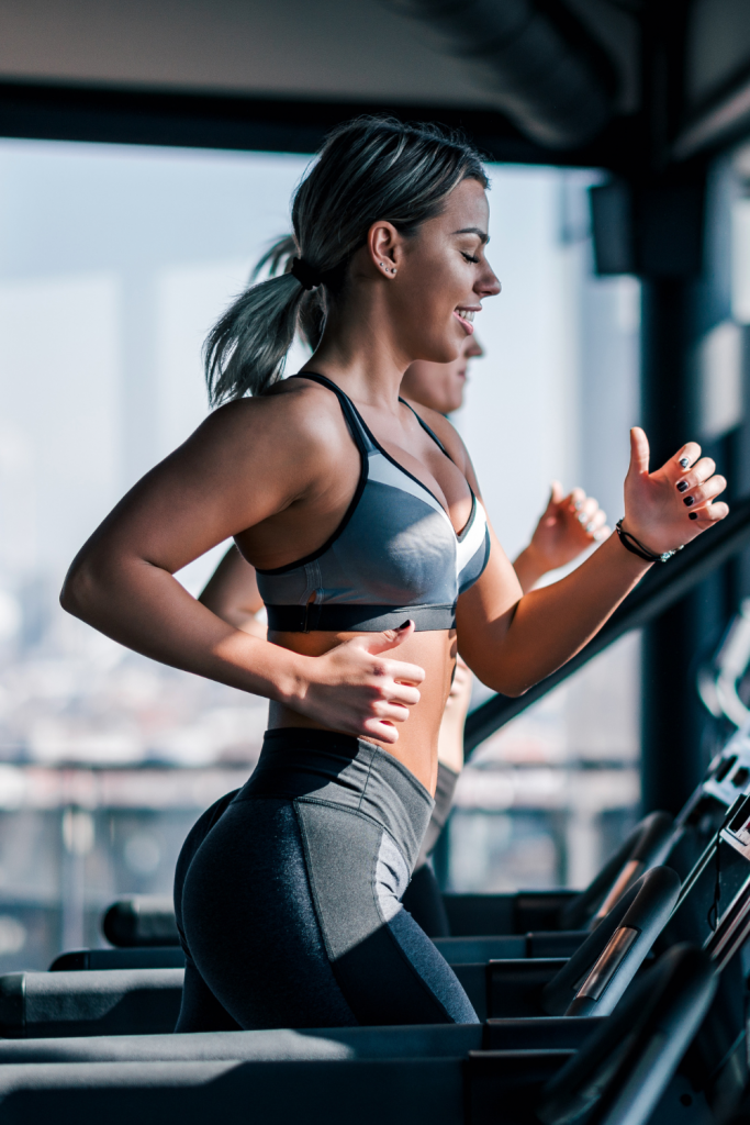 running on a treadmill